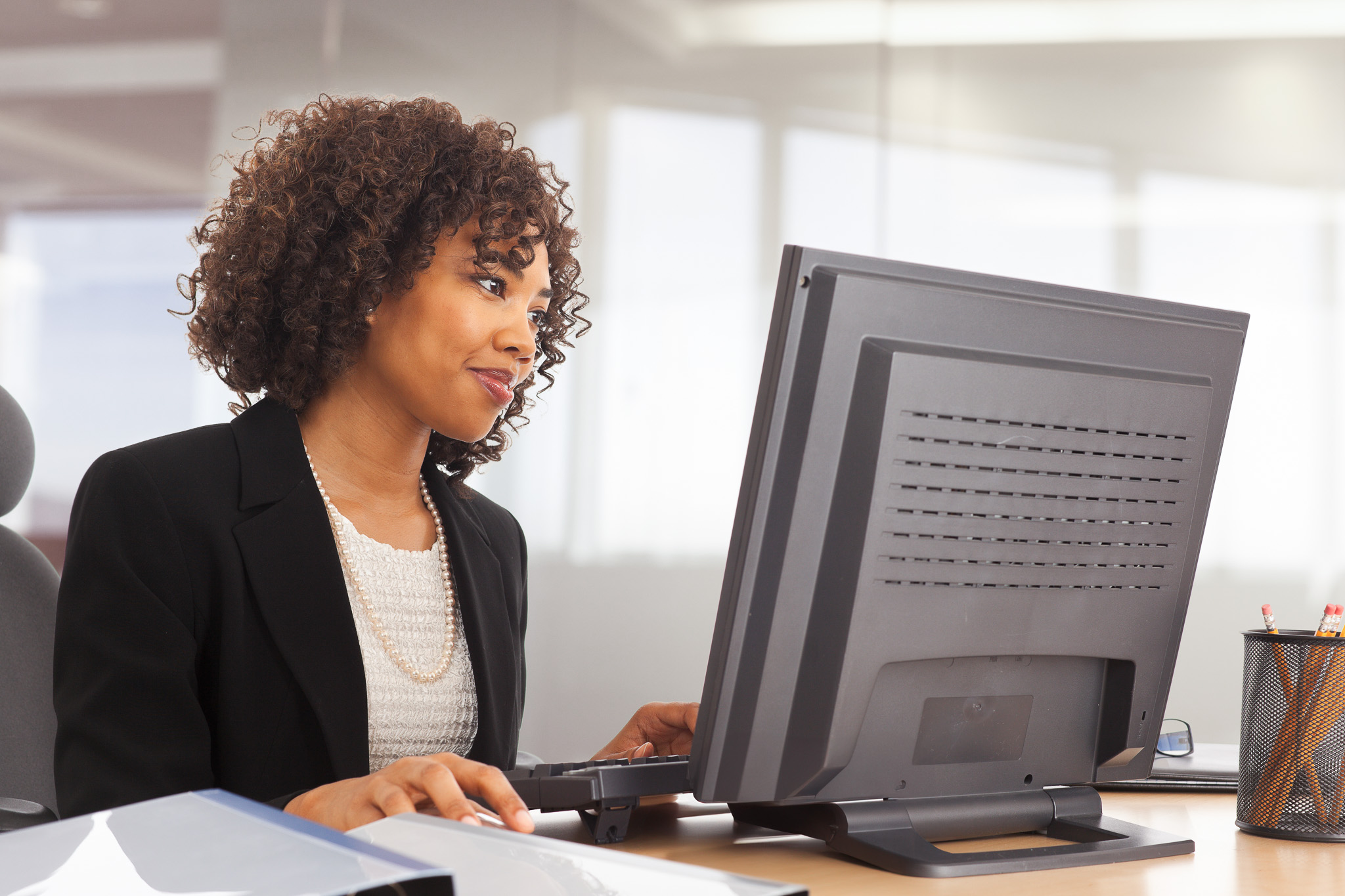 Woman working on a computer