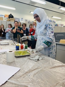 Turkish marble painting (ebru) with Hulya Kablan. Photo by Taylor Baird.