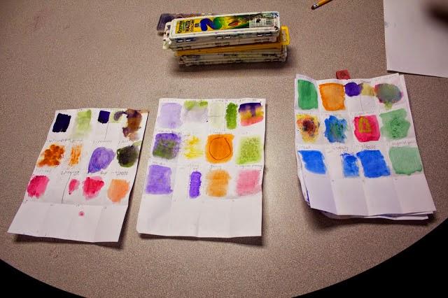 papers with watercolor swatches