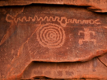 Petroglyph on sandstone wall