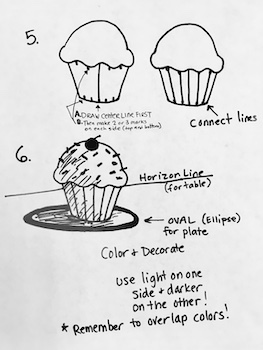 Simple Cupcake Drawing Steps 5 & 6