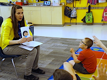 Students listening to teacher