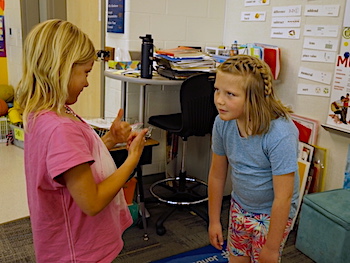 Two students interacting