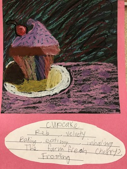 A cupcake drawing with a poem.