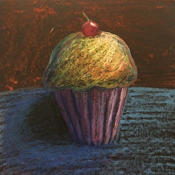 Completed simple cupcake drawing.