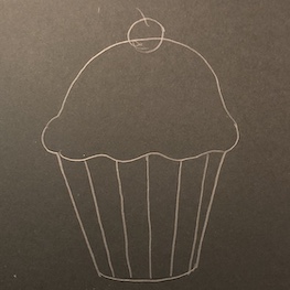Simple cupcake drawing step 3.