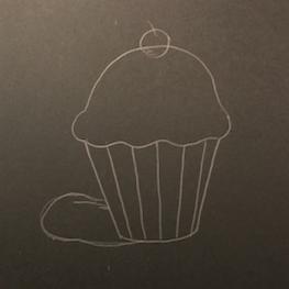 Simple cupcake drawing step 4.