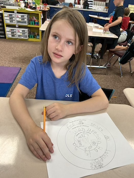 Student filling out graphic organizer
