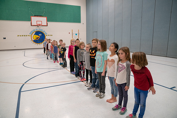 Students lined up