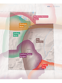 Historical map of Utah Native tribal lands