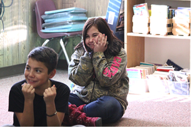 Two students sitting