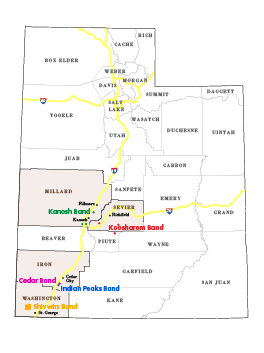 Map of Paiute bands