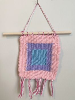 A hanging, woven project