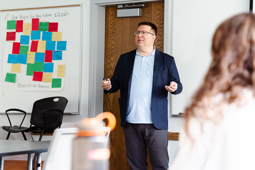 Two teachers standing