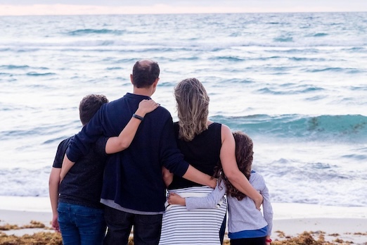 family at beach