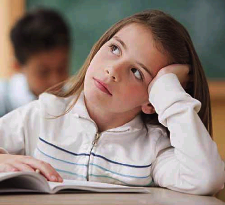 girl thinking while reading