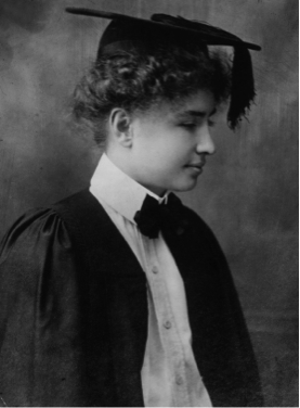 a woman wearing a graduation cap