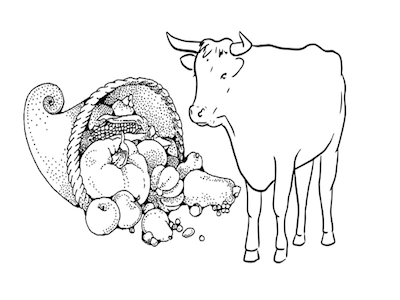 Vaca y vegetales