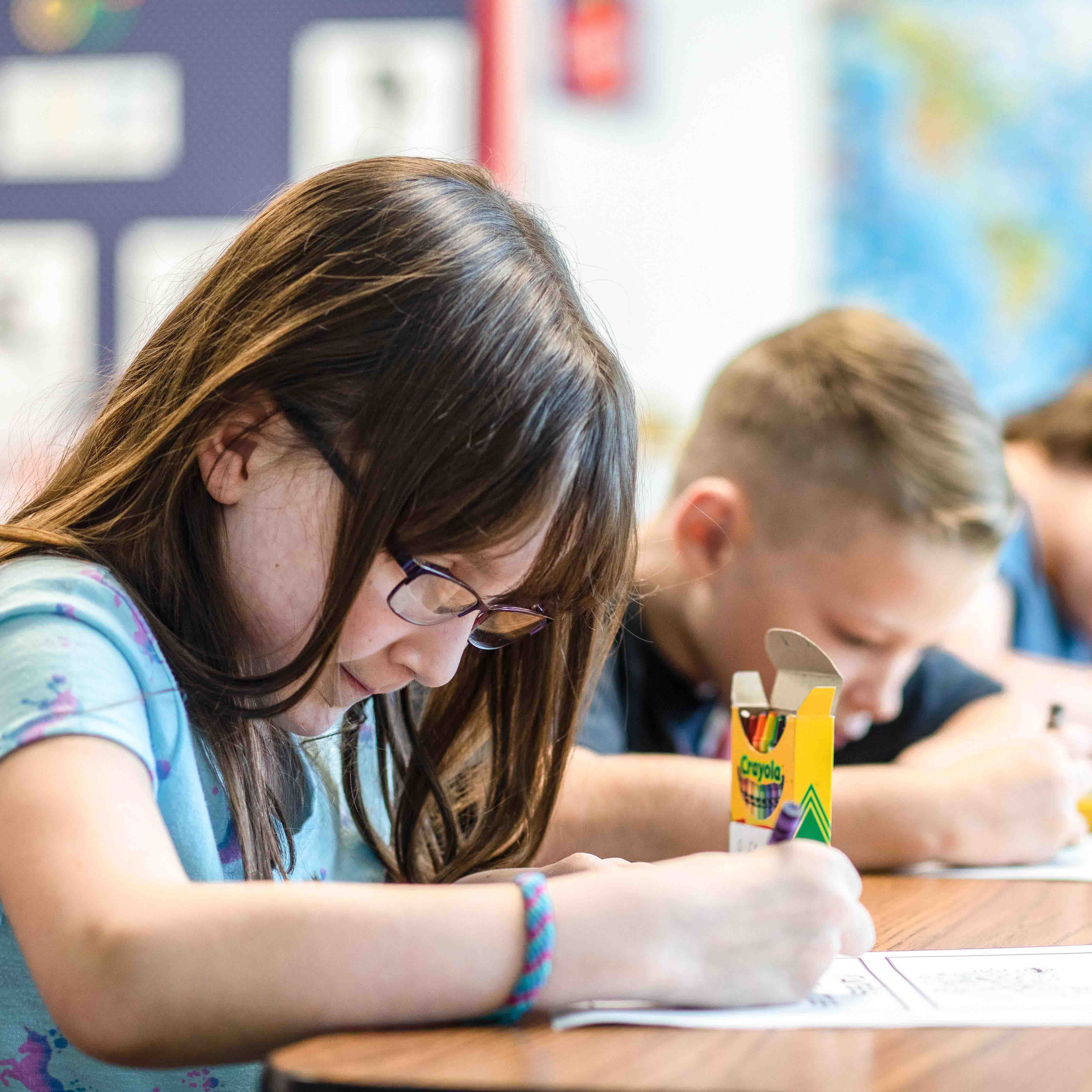 little girl coloring