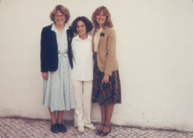 Bonnie Cordon, right, as a missionary in Portugal
