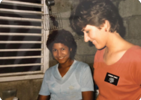 Michelle Craig, right, as a missionary in the Dominican Republic