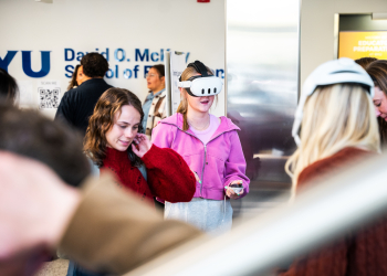 Student Using VR at Research and Learning Expo