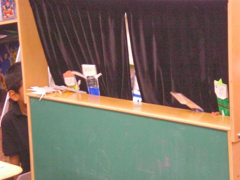 paper puppets on puppet play stage