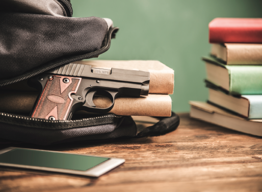 gun on school desk