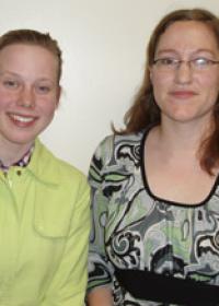 Two women smiling